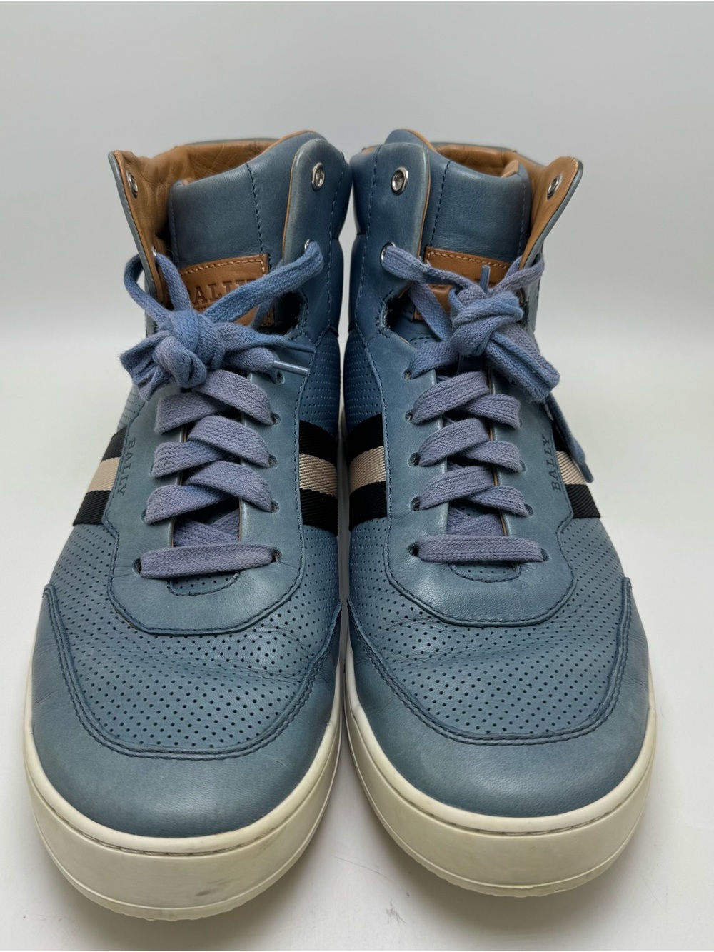 Bally Atilio High Top Gem Blue Leather Sneakers Size 11